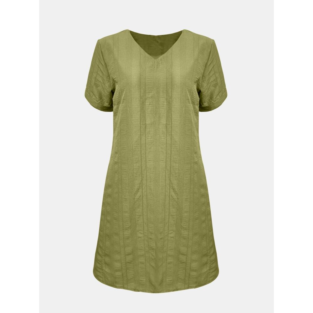 Full Size V-Neck Short Sleeve Mini Dress